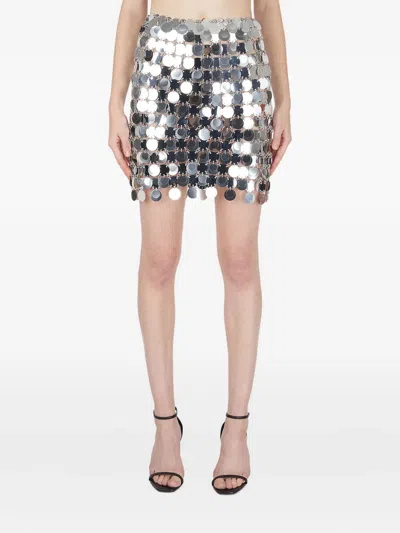 Rabanne Metallic Disc-chain Mini Skirt In Gray
