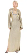Rabanne Embellished Metallic Maxi Dress In Gold 48