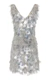 Rabanne Metallic Embellished Mini Dress In Silver