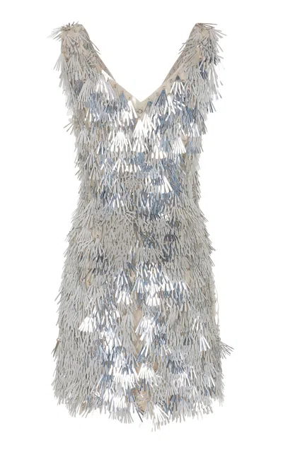 Rabanne Metallic Embellished Mini Dress In Silver