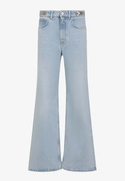Rabanne Metallic Embellishment Flared Jeans In Blue