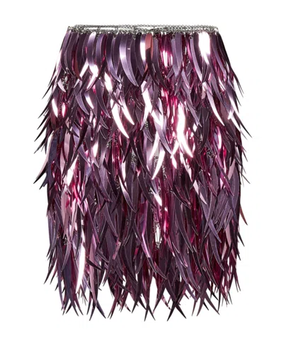 RABANNE PACO RABANNE MID-RISE FEATHER DETAILED MINI SKIRT