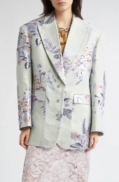 Rabanne Metallic Floral Brocade Blazer