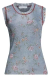 Rabanne Knitted Floral Print Sweater Vest In Light Blue