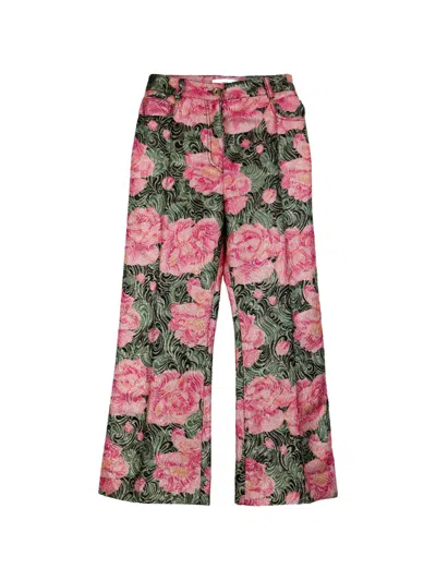 Pre-owned Rabanne Metallic Floral-print Trousers In Pink