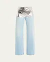 Rabanne Metallic Foiled Denim Straight-leg Jeans