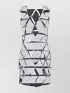 Rabanne Geometric Short Dress With Reflective Panels And Open Back In White