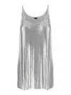 Rabanne Metallic Sleeveless Top With Spaghetti Straps And Chainmail In Tech Fabric Woman