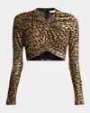 Rabanne Metallic Jacquard Twisted Crop Top In Tiger Lurex Gold Cam