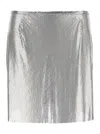 Rabanne Metallic Miniskirt With High Waist And Chainmail Detail In Tech Fabric Woman