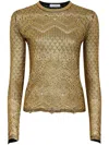 Rabanne Metallic Knitted Long Sleeved Top In Gold