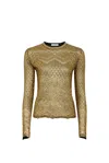 Rabanne Metallic Knitted Long Sleeved Top In Golden