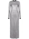 Rabanne Womens Round-neck Metallic-weave Knitted Maxi Dress Silver In Silver