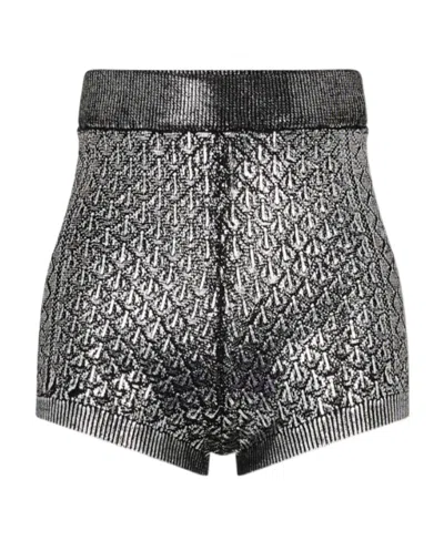 Rabanne Metallic Knitted Mini Shorts In Black