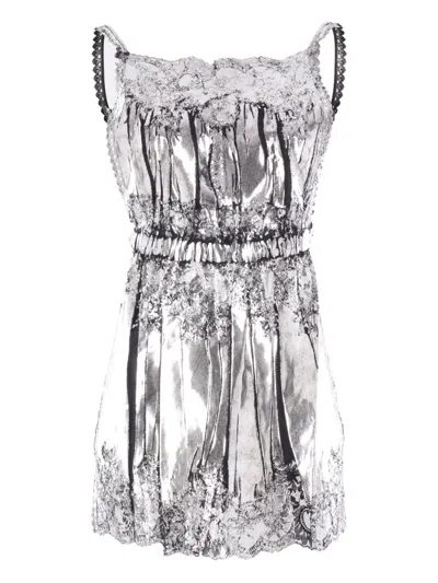 Rabanne Metallic Lace Mini Dress In Black