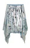 Rabanne Metallic Lace Mini Skirt In Light Blue