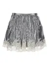 Rabanne Metallic Lace-trimmed Skirt In Gray