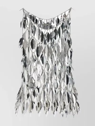 RABANNE METALLIC LEAF CHAIN SLEEVELESS TOP