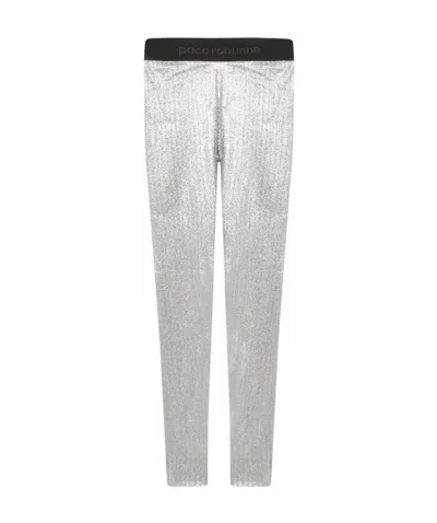 Rabanne Metallic Logo Waistband Leggings In White