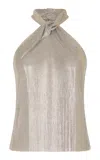 Rabanne Metallic Mesh Halter Top In White