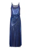 Rabanne Metallic Mesh Midi Dress In Blue