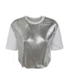 Rabanne Cropped Cotton-jersey And Chainmail T-shirt In Gray