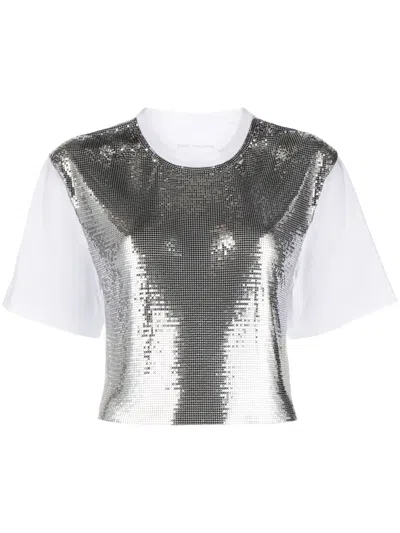 Rabanne Gold/white Cotton Blend Cropped T-shirt