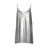 Rabanne Metallic Mesh Tank Top With Side Slits In Gray