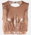 Rabanne Metallic Mesh Top In Pink