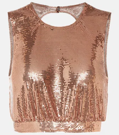 Rabanne Metallic Mesh Top In Pink