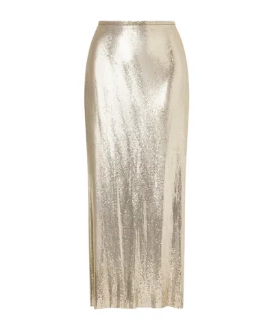 Rabanne Metallic Mesh-knit Long Skirt In Gold