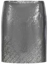 Rabanne Metallic Miniskirt With High Waist And Chainmail Detail In Tech Fabric Woman In Grey