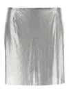 Rabanne Metallic Miniskirt With High Waist And Chainmail Detail In Tech Fabric Woman In Silber