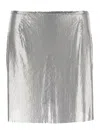 Rabanne Metallic Miniskirt With High Waist And Chainmail Detail In Tech Fabric Woman In Metallic
