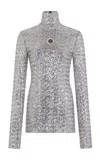 Rabanne Metallic Mockneck Top In Silver