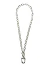 Rabanne Metallic Necklace With Pemdant And Engraved Logo In Brass Woman In Grey