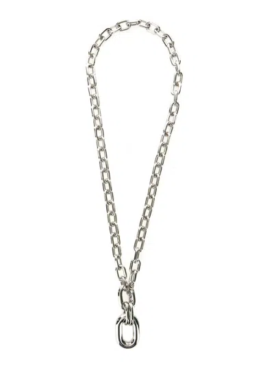 RABANNE METALLIC NECKLACE WITH PEMDANT AND ENGRAVED LOGO IN BRASS WOMAN
