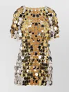 Rabanne Iconic Sparkle Discs Mini Dress In Brown