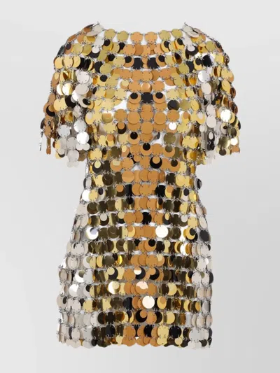 RABANNE METALLIC ROUND MINI DRESS