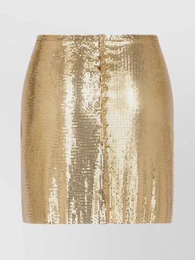 Rabanne Metallic Sequin Button Skirt In Gold
