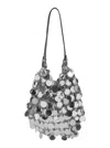 Rabanne Metallic Sequin Shoulder Bag With Two Shoulder Straps In Grey