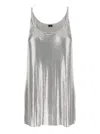 Rabanne Metallic Sleeveless Top With Spaghetti Straps And Chainmail In Tech Fabric Woman