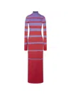Rabanne Metallic Stripe Knit High-neck Maxi Dress