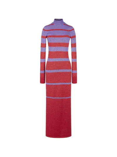 RABANNE RABANNE METALLIC STRIPE KNITTED DRESS