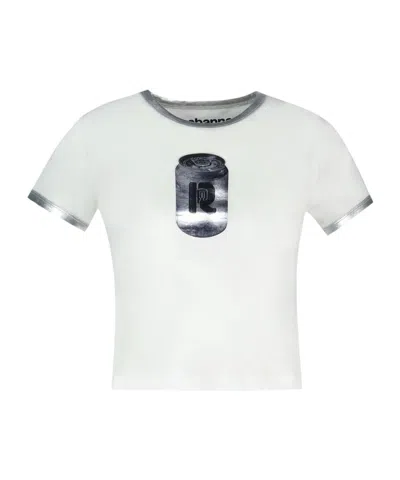 Rabanne Metallic Trim Graphic T-shirt In White