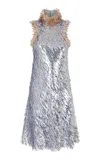 Rabanne Metallic Turtleneck Knee-length Dress In Silver