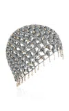 Rabanne Metallic Woven Crystal-embellished Chain Cap In Silver