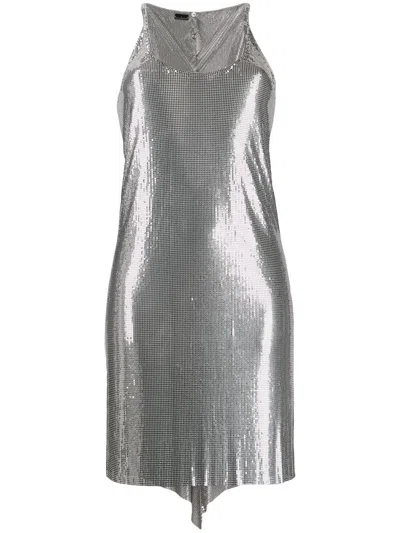 Rabanne Metallized Mesh Dress In Silver
