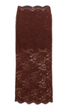 Rabanne Mid-rise Lace Midi Skirt In Burgundy