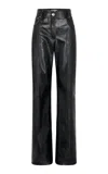 Rabanne Mid-rise Leather Straight-leg Pants In Black